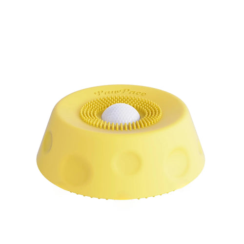 PawPace Multi purpose dog bowl,Dog Liquid Slow Feeder,Lick Bowl with Ball ,Oral Hygiene & Tongue Cleaning,8 Suction Cups,No Mess Liquid Treat Enrichment Bowl for Dogs,summervibes,petlovers - Color: Sunshine Yellow